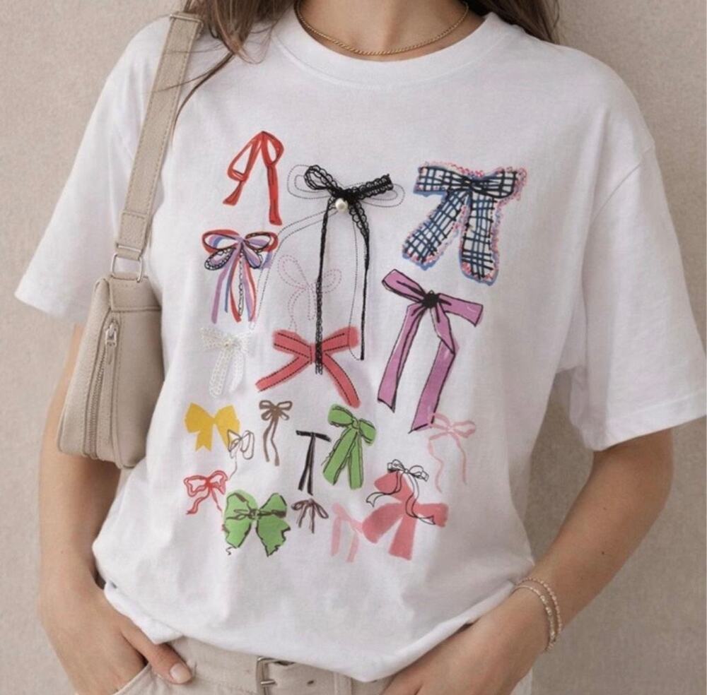 Aelfric Eden 3D Bow Preppy T-Shirt Art to Wear Oversized Size Medium